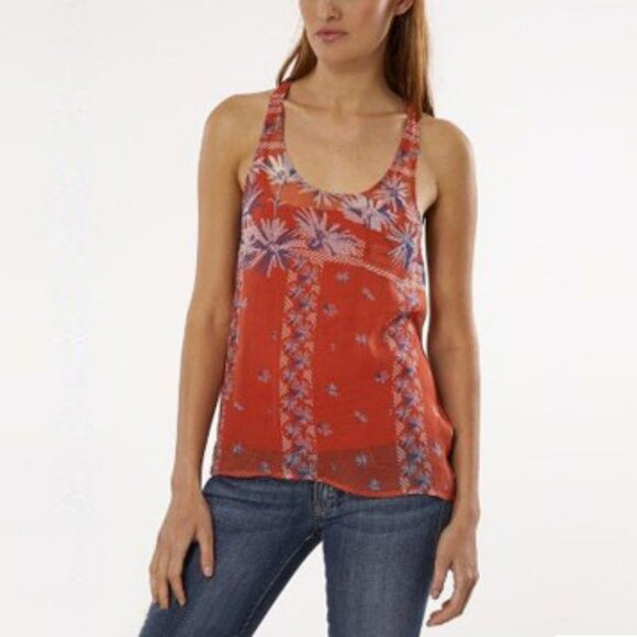 Joie Sabine Floral Silk Pocket Tank in Saffron ASO Alex Russo - Picture 3 of 11